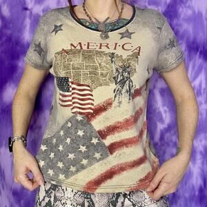 🇺🇸 American flag graphic tee patriotic vintage style tye dye faded grapic